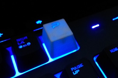 keycap installed on keyboard and lit up
