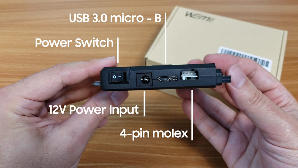 back of the adapter with all ports