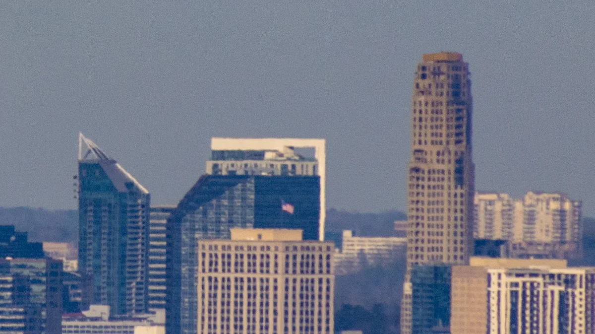 Canon R7 with Tamron at 400mm plus digital zoom on the Atlanta skyline